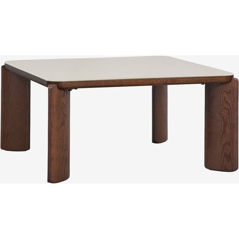 SKLUM Quadratischer Couchtisch 80x80 cm aus gehärtetem Glas und MDF Nilea Beige Tapioca