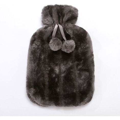Bouillotte 2L bouillotte chauffante bouillotte adulte et enfant bouillotte isolante bouillotte lit peluche, gris (1/3)