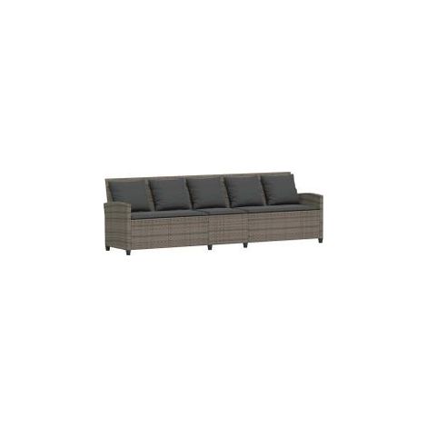 Canapé de jardin avec coussins 5 places gris résine tressée (1/5)