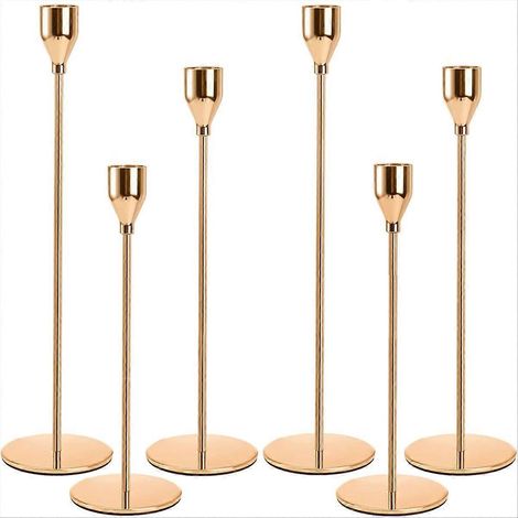 Set mit 6 vergoldeten Kerzenhaltern für Spitzkerzen (1/5)