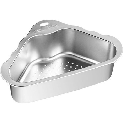 Panier égouttoir triangulaire en acier inoxydable argenté, pour évier et filtre à résidus de cuisine.-AquaForge (1/5)