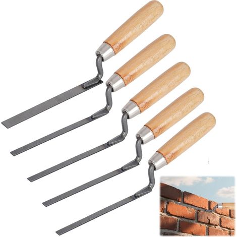 Lot 5 truelles pointeuses inox 6 à 14 mm, outil maçon pose de carreaux jointoiement mur sol (1/5)