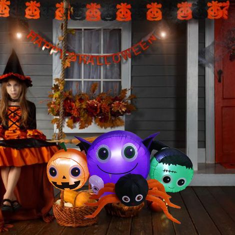 Décoration gonflable d'Halloween représentant un elfe de 1,7 m (5,5 pieds), étanche IP44, avec souffleur. Décoration festive et effrayante avec lumières LED. Décoration extérieure gonflable pour terra