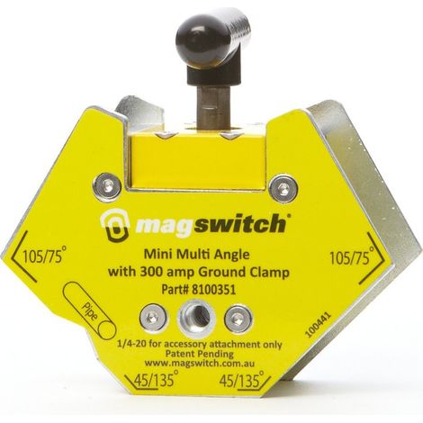 Magswitch - Raccordo magnetico mini, multi-angolo (regolabile), 300 A, con interruttore on/off e morsa a pavimento