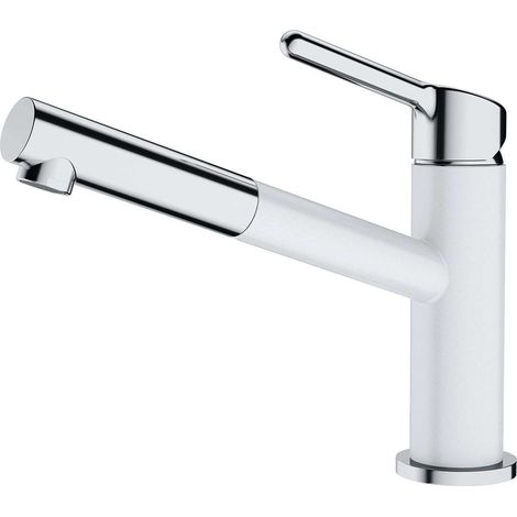 Franke Orbit - Spültischarmatur FC 3055.094 mit ausziehbarem Endstück, verchromt/Eisweiß 115.0623.139 (1/2)