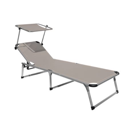 Bain de soleil avec capote en aluminium, textilène gris tourterelle MALIGI HOME MG-FABIANA Tortora (1/2)