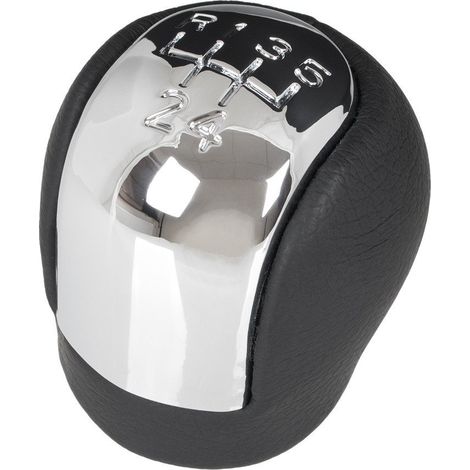 Pomo de palanca de cambios Opel Vectra C 02-08 de 5 velocidades, eco-piel + marcha atr谩s cromada en la parte superior (1/5)