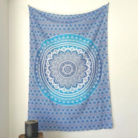Serviette de Plage Grande Taille sans Sable - Idéale comme Tapis de Plage Anti Sable XL et Couverture de Pique Nique Fine - Bleu, 135x210 cm (1/2)