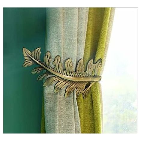 2 pièces de retenue de Rideau Rustique, Grands Crochets d'embrasse de Rideau de Conception de Feuille Vintage, retenue de Rideau décoratif rétro,Bronzo (1/4)