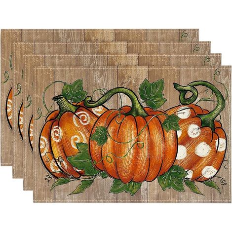 Ensemble de 4 sets de table en vinyle tissé résistant à la chaleur pour la cuisine, 45 cm x 30 cm (1/5)
