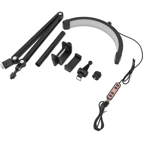 12W Lampe Tatouage Demi-Lune 30cm, Lumière de Bureau 3000-6000K, Réglable en Hauteur, USB, Pince Noire pour Salon (1/5)