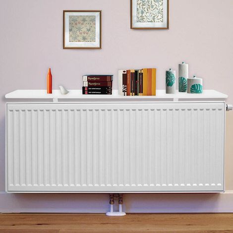 Youyijia Radiator Shelf 120x15x1.5cm Radiator Cover Radiator Heater Shelves Cabinet Top Shelf Slatted White Painted Rounded Edges Modern Design Radiator Shelf for Home Radiator (1/5)