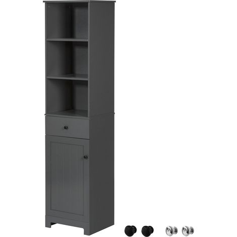 SoBuy Mobile Alto Colonna Bagno salvasapzio con cassetto e armadietto L40P35A161cm Grigio BZR17-DG