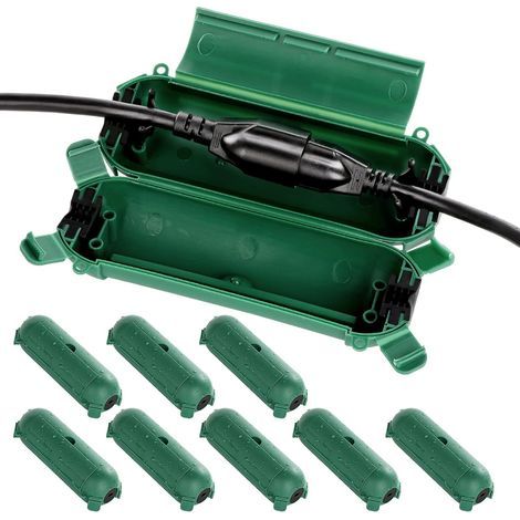 Sicherheitsabdeckungen für Verlängerungskabel im Außenbereich, wasserdichte Verbindungsschutzkappen für Außensteckdosen und -stecker, grün [9er-Packung] (1/5)