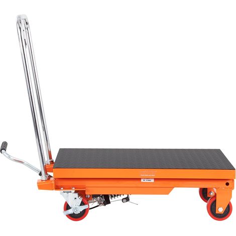 Chariot élévateur hydraulique,capacité 500 lbs,hauteur de levage 28,5",table à ciseaux manuelle avec 4 roues,anti-dérapant,orange (1/5)