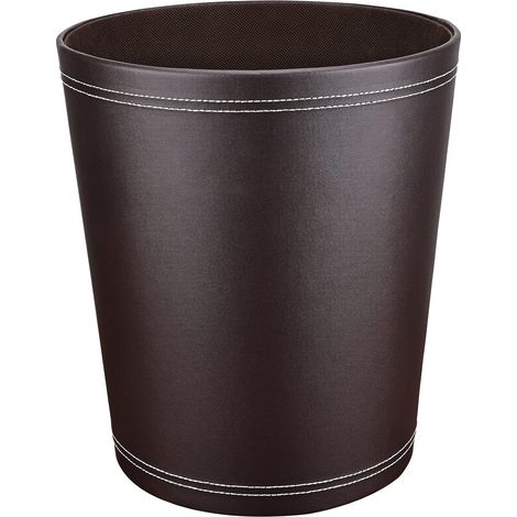 Corbeille à papier de bureau en cuir noir, design moderne, pour cuisine, salle de bain, bureau(marron) (1/5)
