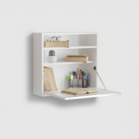 Escritorio de pared plegable con estantes Optimum (1/4)