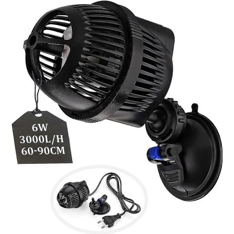Pompe de brassage pour aquarium 3000L/h 6W-101A, pompe de circulation, compatible avec les aquariums de 60 à 90 cm, convient à une utilisation en eau douce et en eau salée, avec ventouse. (1/5)