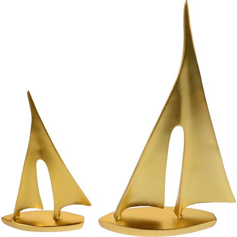 2 pièces Sculpture Voilier Résine Dorée Modèle Bateau à Voile Compact pour Décoration Nautique Maison Bureau Ornement Tablette Salon Bureau (1/5)