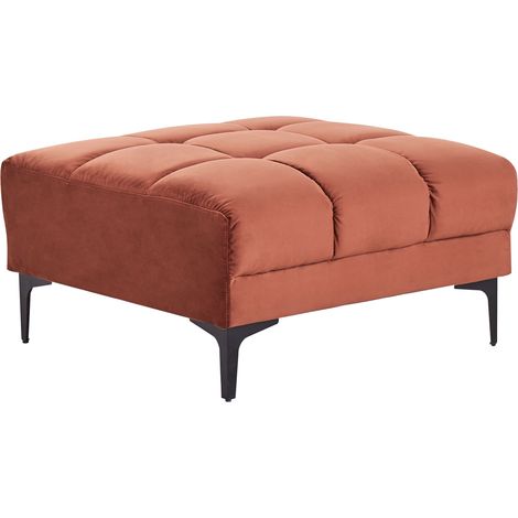 Otomana rectangular de tela acolchada capitoné reposapiés rojo Alnes
