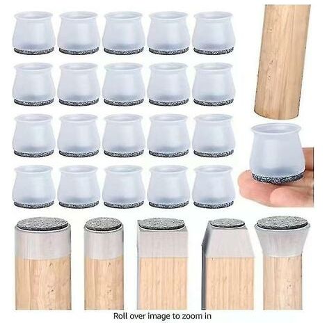 Starlight Chair Leg Caps, 20 Pcs Chair Leg Protectors, Chair Pads, Clear Silicone Chair Leg Protectors with Felt Glides, for Hardwood Floors and More. (1/4)