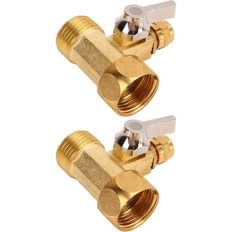 Lot de 2 vannes à bille 1/4 po avec joint pour purificateur d'eau, accessoires de robinetterie en laiton. (1/5)