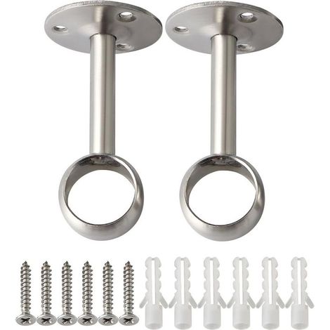 Gardinenstangenhalterungen aus Edelstahl, gebürstete Oberfläche, 25 mm Durchmesser Rundrohr, für Badezimmer- und Küchenschränke (1/5)
