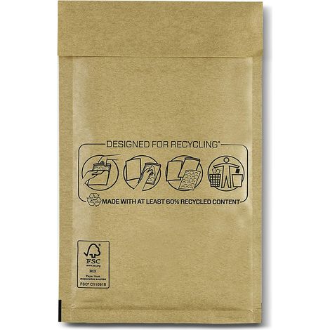 Bankers Box Buste Imbottite Resistenti con Imbottitura in Pluriball a Bolle d'Aria per Articoli Fragili, Ecologiche, Chiusura Antimanomissione, 12X21 Cm (Confezione da 10) (1/5)