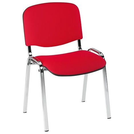 Chaise conférence professionnelle rouge - pieds chromé - Maxiburo