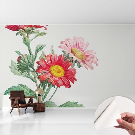 Papier peint autocollant adhésif avec motifs pour salon et chambre accessoire stylé pour votre intérieur Fleurs délicates 416x254 cm (1/5)
