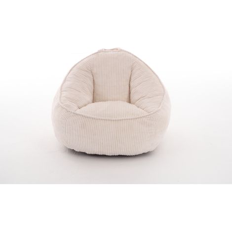 CHICFURN Sillón puff infantil 69x72x51 cm en terciopelo de pana beige para rincón de lectura (1/5)