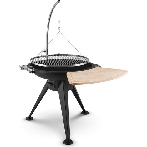 Braséro - Blumfeldt Delion - Braséro barbecue - Grill pivotant potence Pieds hauts - Braséro extérieur - Câble Acier - Noir (1/5)
