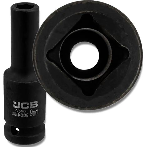 JCB TIEFER SCHLAGSCHLAG-STECKSCHLÜSSEL 1/2" Cr-Mo 6-Kant 9mm STECKSCHLÜSSEL