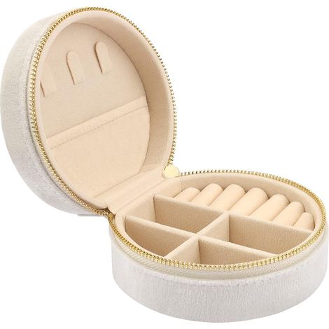 Mini étui à bijoux de voyage en velours, boîte de rangement pour bijoux de voyage, petit organisateur de bijoux pour bagues, boucles d'oreilles, colliers et bracelets (1/5)