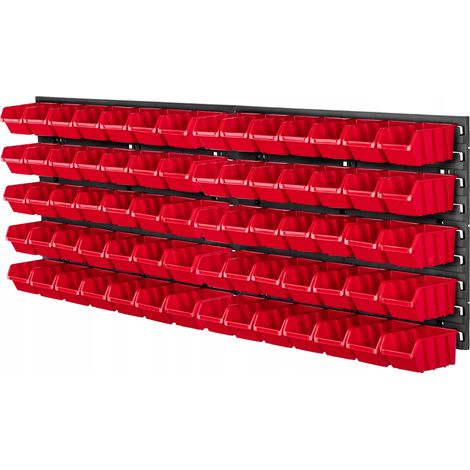 KADAX Werkstattwandregal, Wandplatten, 116 x 39 cm, Rot, 70 tlg.