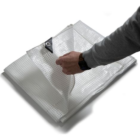 Bâche de protection imperméable Leno 140 g/m² Blanc / Transparent 10 x 12 m (1/5)