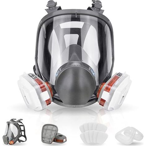 Masque à gaz, masque anti-poussière, respirateur intégral réutilisable avec filtres, idéal pour le polissage, le soudage, les graffitis et la peinture au pistolet