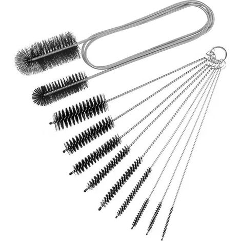 10 pièces Brosse Flexible Nettoyage canalisation Brosse Nettoyage Tuyau Double Bout Acier Inoxydable CPAP Nylon Long jardin (1/5)