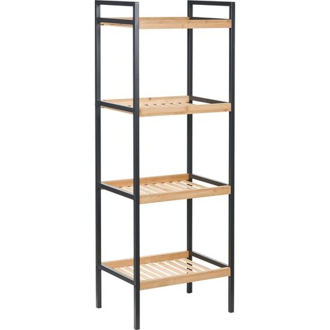 4 Tier Shelving Unit TAJZARA Bamboo Wood Light Brown