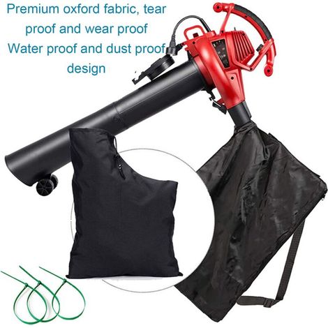 Sac Collecteur pour Souffleur/aspirateur à Feuilles avec Cable Tie et Poignée Portable en Oxford, Sac à Débris Zippé Noir, 78x58x40cm, Pack de 3