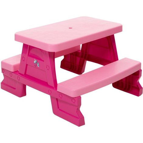 Kadax Set Mobili da Giardino per Bambini Rosa con Tavolo e Panchine