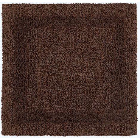 HOMESCAPES Luxury Reversible Cotton Shower Mat - Chocolate (1/5)