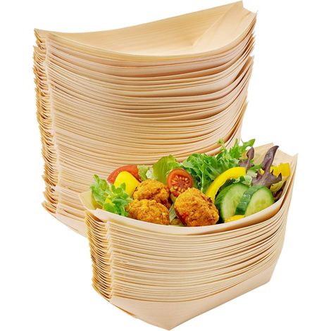 Assiettes plates jetables en bambou de 20 cm (8 pouces), vendues par paquet de 100 - biodégradables (1/5)