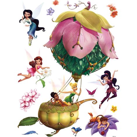sticker mural Fées vert, jaune et rose  - Disney