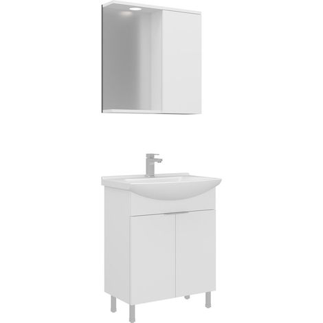 Ensemble Meuble Vasque avec Miroir (2 Pièces) "Purus 65" - 65 x 50 x 83 cm - White (1/3)