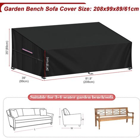 Housse imperméable LAMUNI pour canapé 3-4 places, banc de jardin, canapé de jardin 420D (1/2)