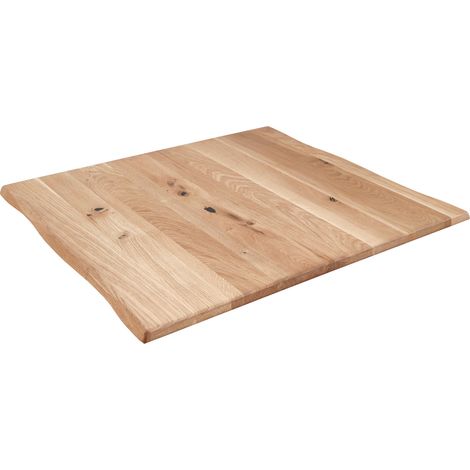 Tischplatte Baumkante Wildeiche 90 x 90 cm SESSA (1/5)