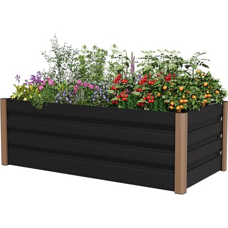 Bac de jardin surélevé en aluminium 1206040cm – Anti-rouille, fond ouvert, coins arrondis, Gris, 1pc (1/5)