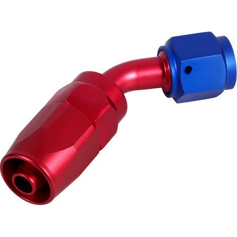 AN6-Außengewindeadapter, Anschlussadapter für Anodengelenk, Ölkühlermontage, Ölkühlung, Rot/Blau mit wiederverwendbarer Aluminiumspitze (AN6-45°) (1/5)
