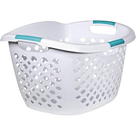 Paniers à linge en plastique capacité 27 et 18 boisseaux avec poignée blanc pour adulte (1/3)